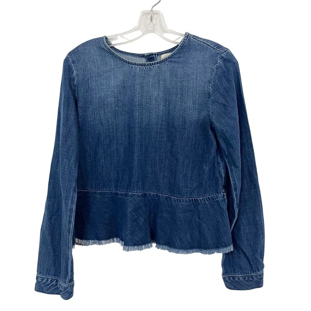 Cloth‎ & Stone Medium Wash Chambray Long Sleeve Shirt Tencel Lyocell Size XS